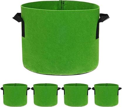 5-Pack Plant Grow Bags 3 Gallon Grow Bags 300G Thickened Fabric Pots with Durable Handles Plant Garden Grow Pots for Fruits/Vegetables/Flowers/Plants [Green]