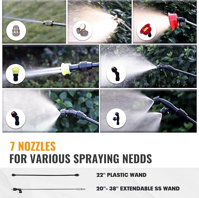 3Gallon Lawn Garden Sprayer Compatible with Dewalt 20V Battery, Backpack Pump Sprayer w/ 2.0Ah Battery, Translucent Water Tank, Adjustable Pressure, for Spraying Plants, Watering, Weeds, Cleaning