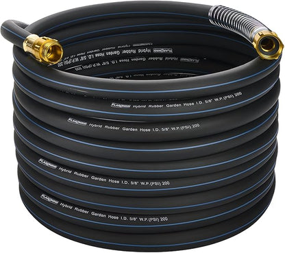 5/8 IN. × 75FT. Flexible Hybrid Rubber Garden Hose, High Flow 5/8" I.D. No Memory Durable Lightweight Water Hose for Watering, Irrigation, Water Transfer Pump