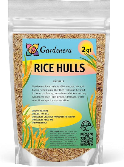 Gardenera Rice Hulls - Nature's Gift for Thriving Plants: Organic, Biodegradable, and Chemical-Free - 2 QUARTS