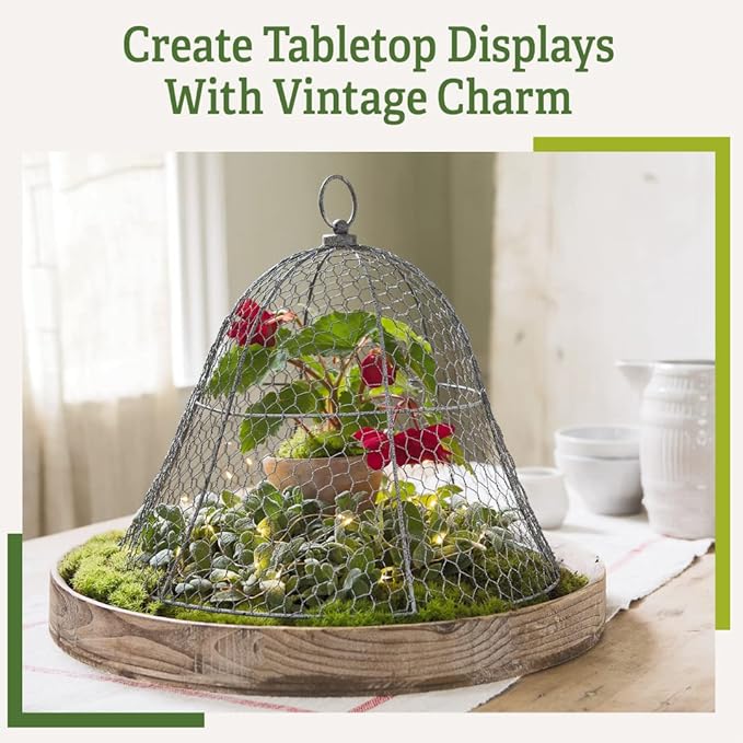 Gardener's Supply Company Sturdy Chicken Wire Cloche Plant Protector & Cover | Sturdy Metal Garden Protection for Your Crops and Seedlings | No Assembly Required - 16" in Diameter x 12.5" H