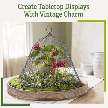 Gardener's Supply Company Sturdy Chicken Wire Cloche Plant Protector & Cover | Sturdy Metal Garden Protection for Your Crops and Seedlings | No Assembly Required - 16" in Diameter x 12.5" H