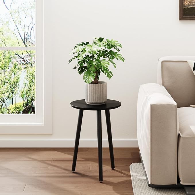 Leaf&lull Tall Plant Stand Indoor Black Plant Table for Large Plants Wooden Plant Stool Plant Holder for Living Room Bedroom Balcony