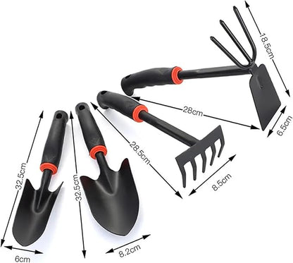 Arinasun Gardening Hand Tool Set, 4 Pieces, Including 2 Shovels &1 Rake &1 Cultivator, Rust-Resistant lron Tools, Rubber Grip Handles，Great Garden Gift