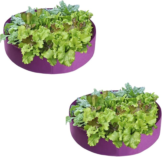 Firlar 2 Pack Fabric Raised Garden Bed, 50 Gallon Grow Bag Planting Bed Round Raised Planter Garden Bed Bag Planter Container for Plants, Herb, Flowers and Vegetables