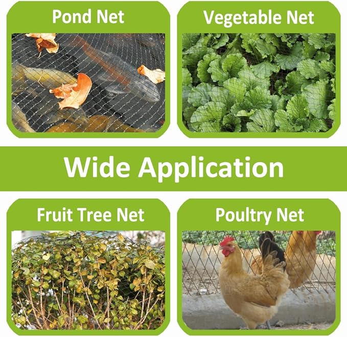 50 x 50 FT Bird Netting for Garden Woven Mesh Garden Netting for Plants, Vegetable, Fruit Trees, Blueberry Bushes, Strawberries Against Birds, Deer, Squirrels and Other Animals