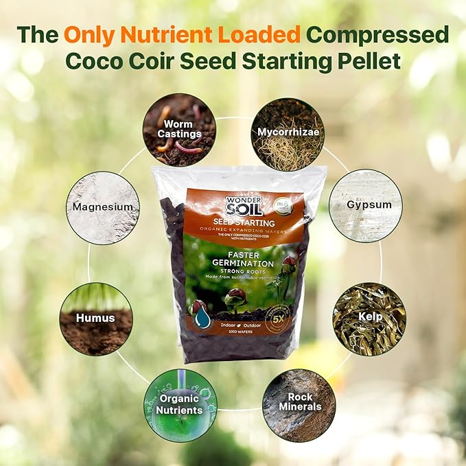 WONDER SOIL | 100 Organic Seed Starter Pellets | Ready to Plant Seed Starting Soil Loaded with Pre-Mixed Nutrients | Fast Germination | Indoor or Outdoor | 100 Count