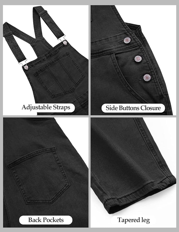Vetinee Womens Classic Adjustable Straps Pockets Denim Bib Overalls Jeans Pants