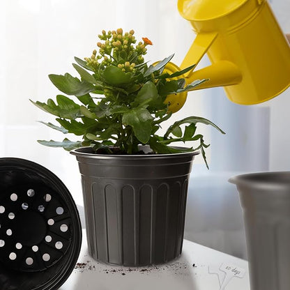 24 Pack 2 Gallon Nursery Pots, Thickened Soft Black Plastic Plant Pots with 24Pcs Waterproof Plastic T-Type Plant Tags and 2Pcs/Set Transplanting Digging Mini Tools