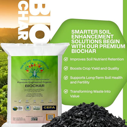 Premium Engineered Biochar Soil Amendment (Chip 30 Qts) – 100% Natural Active Carbon Award-Winning Biochar for Gardens | Organic Soil Amendment for Plants, Boosts Nutrients & Reduces Fertilizer Use