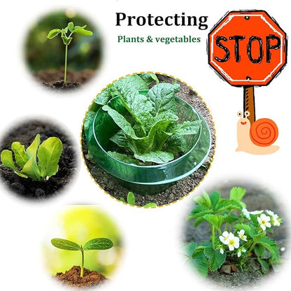 Fshow Garden Cloches，15 Pack Plastic Slug & Snail Plant Protection Collars,Snail Defense Without Chemistry, Snail Collar Protects Plants to Get Better. (Emerald Green)