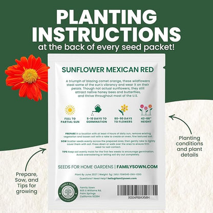 Mexican Sunflower (Red) – 400 Seeds for Planting – 5-Gram Pack – 2026 Growing Season