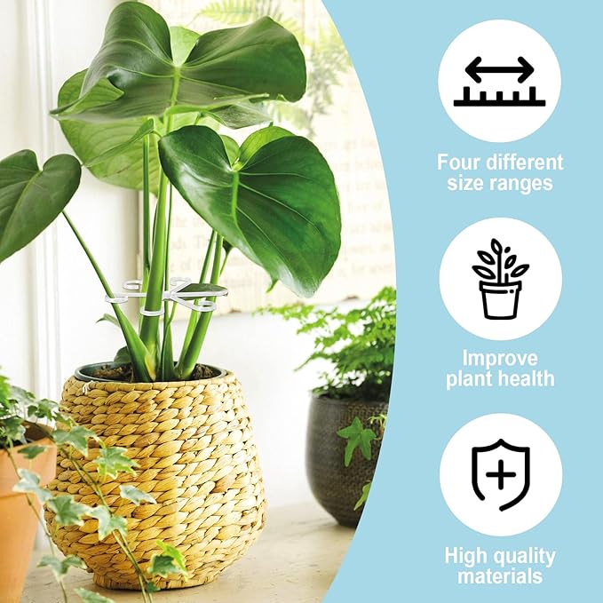 8PCS Climbing Plant Stem Support, 4 Sizes Plastic Houseplant Stem Holders, Reusable Flower Trellis Stem Stakes for Garden, Plant Growth Care Accessories Indoor, Outdoor - Clear