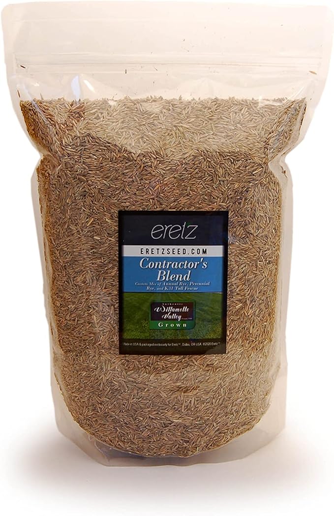 Contractor’s Grass Seed Blend by Eretz (3lb) - Choose Size! Willamette Valley, Oregon Grown. Premium, Number 1 Seeds Only! No Weed Seeds or Fillers