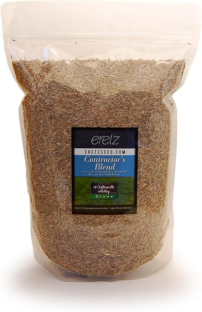 Contractor’s Grass Seed Blend by Eretz (3lb) - Choose Size! Willamette Valley, Oregon Grown. Premium, Number 1 Seeds Only! No Weed Seeds or Fillers