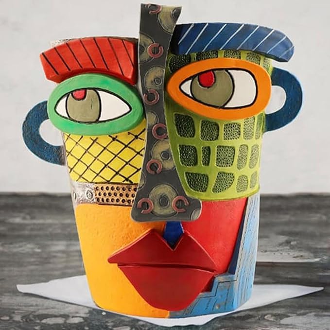 Picasso Pot, Face Planters, Plant Pots Sanxingdui Style, Abstract Head Planter, Handcrafted Planter Resin - Cute and Funky(Modern)