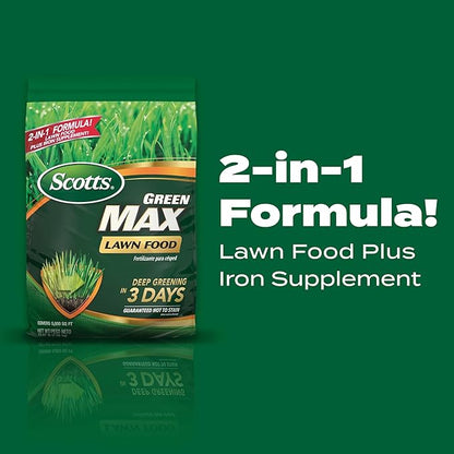 Scotts Green Max Lawn Food - Lawn Fertilizer for Grass Plus Iron Supplement, 5,000 sq. ft., 16.67 lbs.