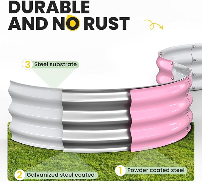 Raised Garden Bed, 4x4x1 FT Round Raised Garden Beds Outdoor, Metal Raised Beds for Gardening Vegetables Flower Herb