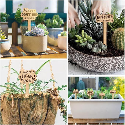 15 Pcs Wood Funny Plant Markers, Pray for Me Life is Better Plant Labels Joke Punny Garden Stakes Assorted Wave Shapes Garden Tags for Vegetable Flower Herb Succulent Seed Potted
