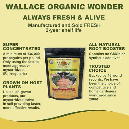 Wallace Organic Wonder Mycorrhizal Inoculant (20 lbs) - Mycorrhizal Fungi - Super Concentrated - Fresh Mycorrhizae for Plants, Garden Soil, & Potting Soil - Organic Root Stimulator for Plant Growth