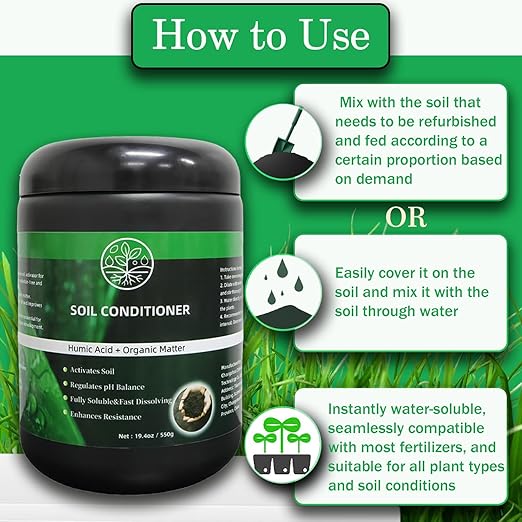 Premium Biochar Soil Conditioner 19.4oz, Soil Activator for Plants, Organic Bone Meal Fertilizer for Potted Seedling Composting, Humic Acid for Lawn for Houseplants, Gardens, Lawns