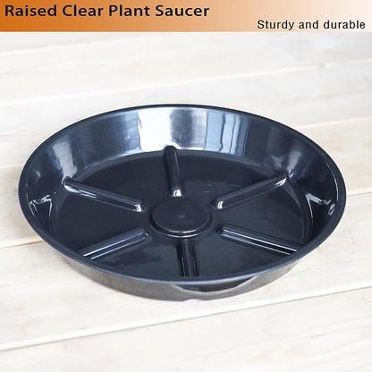 6 Pack of 12 Inches Plant Saucers for Indoor, Durable Plant Saucer Pot Tray, Round Plastic Flower Plant Dish Pant Plate to Catch Water, Black