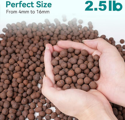 2.5 lbs LECA Clay Pebbles for Plants, 4-16mm Lightweight Clay Balls for Plants Drainage, Hydroponic Growing, Aquaponics, Orchid Potting Mix, Natural LECA Balls for Soil Root Development
