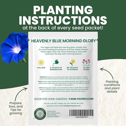 Morning Glory Heavenly Blue – 135 Seeds for Planting – 2026 Season – 5-Grams Pouch