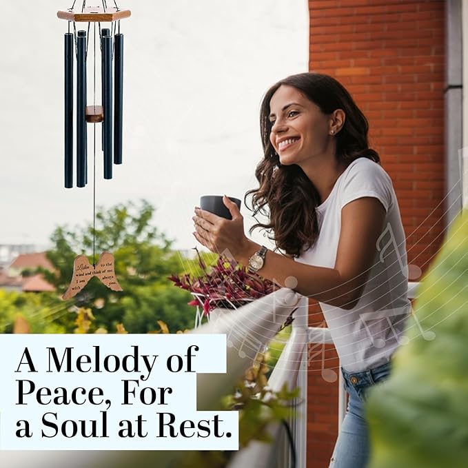 Memorial Wind Chimes for Loss of Loved One, 30" Angel Wing Windchimes Sympathy Gifts for Loss of Loved one, Sympathy Wind Chimes Memorial Gifts for Loss of Mother Father Funeral Gifts Condolence.