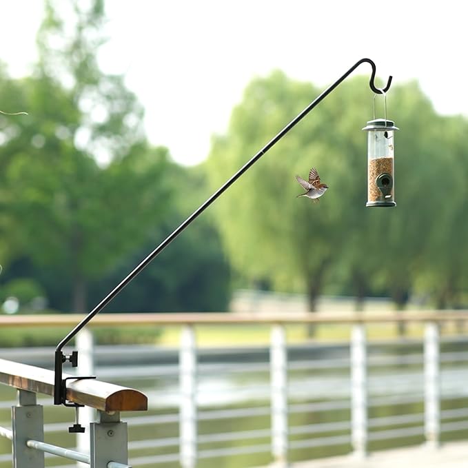 ERYTLLY Extended Reach Deck Hook Wall Pole Wall Mounted Deck Hook Extensible and 43 inch Wall Bracket for Hanging Bird Feeder,Plants,Wind Chimes,Lanterns 2 Packs