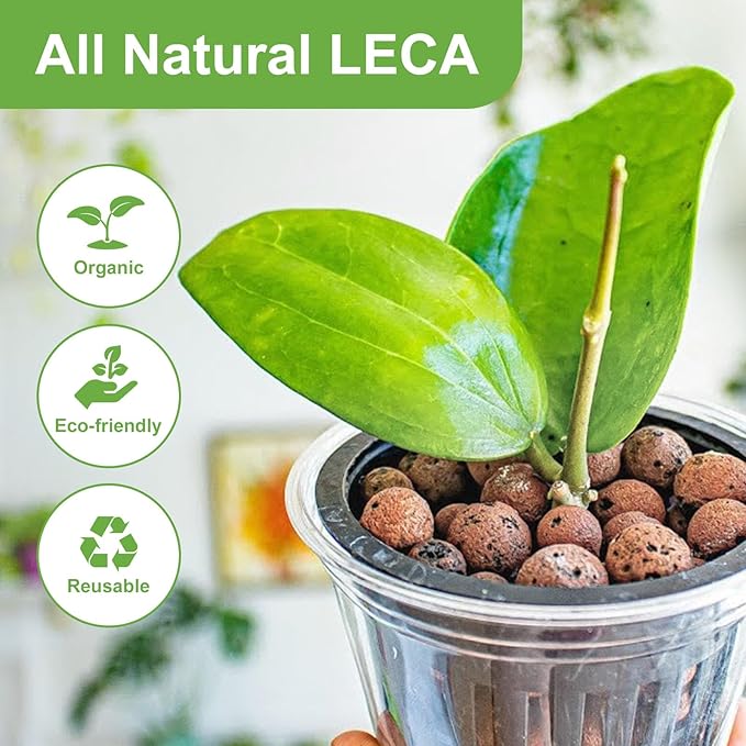 15 lbs LECA Clay Pebbles for Plants, 4-16mm LECA Balls for Indoor Plants Drainage, Hydroponics, Aquaponics, Natural Clay Balls for Soil Root Development, Orchid Potting Mix