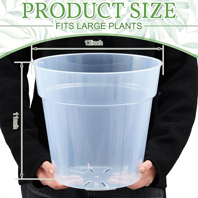 Vesici 6 Pcs 12 Inch Large Size Clear Nursery Pots Variety Pack Plant Pots with Drainage Holes Planters for Indoor Plants Flexible Transparent Plastic Plant Bottle Succulents