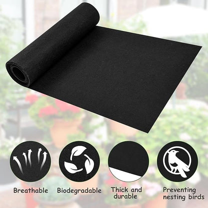 12 x 120 Inch Felt Planter Liner Roll Non-Woven Fabric Coconut Basket Liner Alternative Plant Liner Roll Black Coco Liners Roll Replacement Easy to Cut for Planter Hanging Flower Basket Window Box