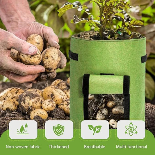 Potato Grow Bags, Thickened 300G Nonwoven Fabric Grow Bags with Handles, Grow Bag for Tomato, Vegetables, and Potatoes, Heavy Duty Planting Pots, Reusable Plant Grow Bags (5pcs Black, 7 Gallon)