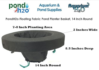 PondH2o Floating Aquatic Water Garden Pond Plant or Flower Fabric Planter Baskets, 10" Round & 14" Square, Floatable Aquatic Water Garden Pond Plant Islands for Ponds and Water Features | Value 2 Pack