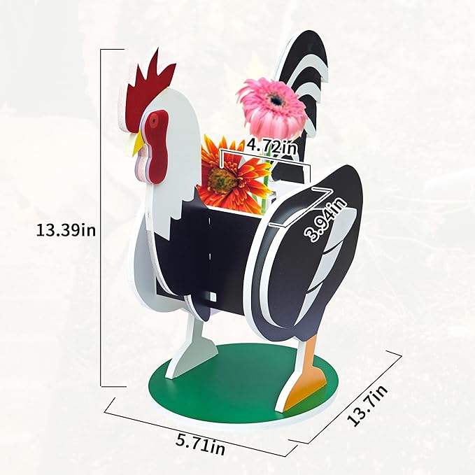 Rooster Planter, Cute Animal Shape Flower Planters, Plant Pots for Indoor/Outdoor Garden Decor, Unique Gifts/Souvenirs for Pet Lovers