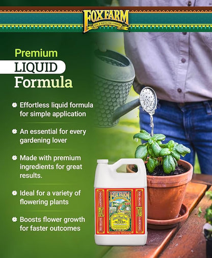 Fox Farm Big Bloom Liquid Plant Food - Organic Bloom Fertilizer for Flowering & Fruiting Plants, Contains Earthworm Castings & Bat Guano - Supports All Stages of Plant Growth - 0-0.5-0.7 NPK, 1Gallon