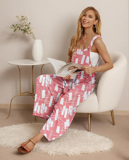 IWOLLENCE Women's Summer Jumpsuits Boho Wide Leg Overalls Casual Loose Rompers with Pockets 2025
