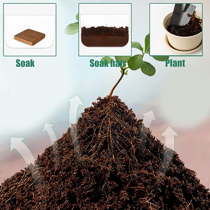 Coco Coir Brick, Coco Coir Brick 5Pcs Compressed Coconut High Expansion Coconut Soil 100g Organic Plant Soil for Planting, Gardening, Potting Herbs, Flowers