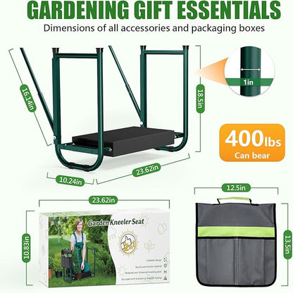 seasky Foldable Garden Kneeler and Seat, Anti-Tipping Gardening Bench Widened Thick Soft Kneeling Pad, Heavy Duty Gardening Stool with Tool Bag,Gardening Gift for Women
