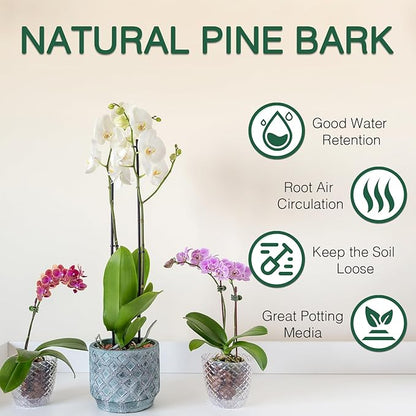 Orchid Potting Mix,Orchid Bark Potting Mix,2QT Natural Orchid Bark Potting Mix with Pine Bark & Perlite for Orchid Potting,Enhanced Drainage,Air Flow and Root Ventilation