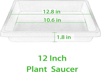 Plant Saucer 12 Inch Square 4 Pack, Plastic Plant Drip Trays, Plant Saucers for Indoors and Outdoors, Flower Pot Saucers, Saucers for Potted Plants, Planter Saucer, Plant Water Catcher Trays for Pots