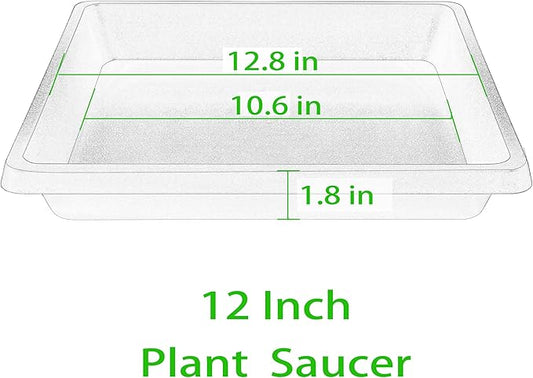 Plant Saucer 12 Inch Square 4 Pack, Plastic Plant Drip Trays, Plant Saucers for Indoors and Outdoors, Flower Pot Saucers, Saucers for Potted Plants, Planter Saucer, Plant Water Catcher Trays for Pots
