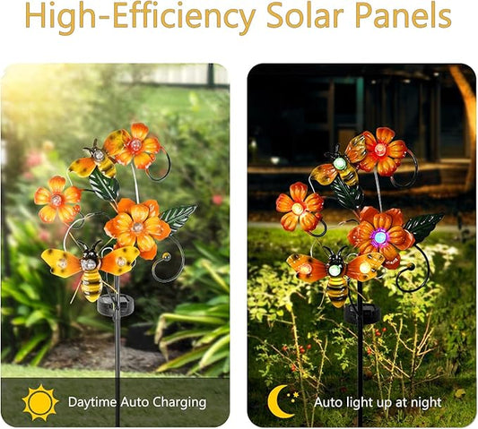 Solar Lights Outdoor Waterproof Garden Decor, Bee Solar Lawn Lights, Bee Solar Stake Lights for Courtyard Decoration, Garden Gifts for Women