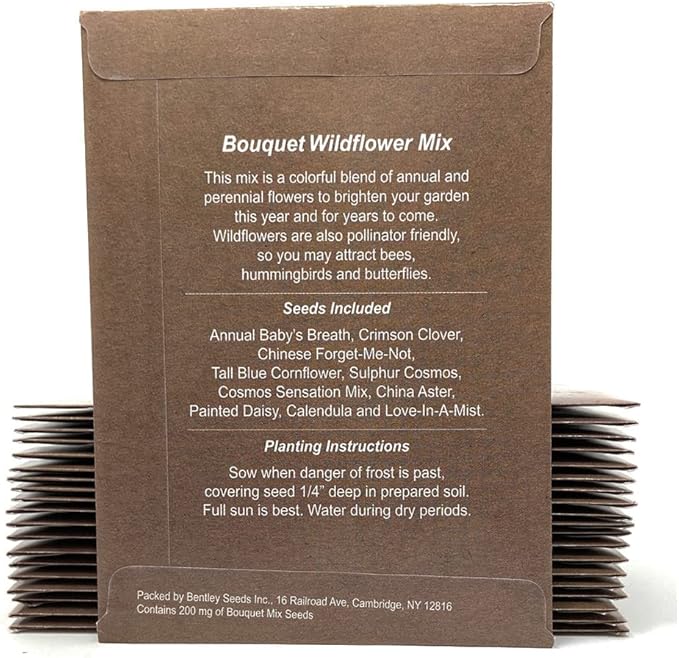 Baby in Bloom Seed Packet Favors Pre Filled with Wildflower Seeds - Baby Shower Party Favors for Guests, Thank You Gift or Present for Girl or Boy- Pink Floral, Brown Decorations - Bulk Pack of 20