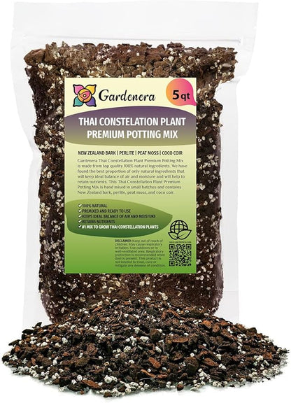 GARDENERA Thai Constellation Monstera Potting Mix - Retains Moisture and Enhances Root Growth - 5 Quart