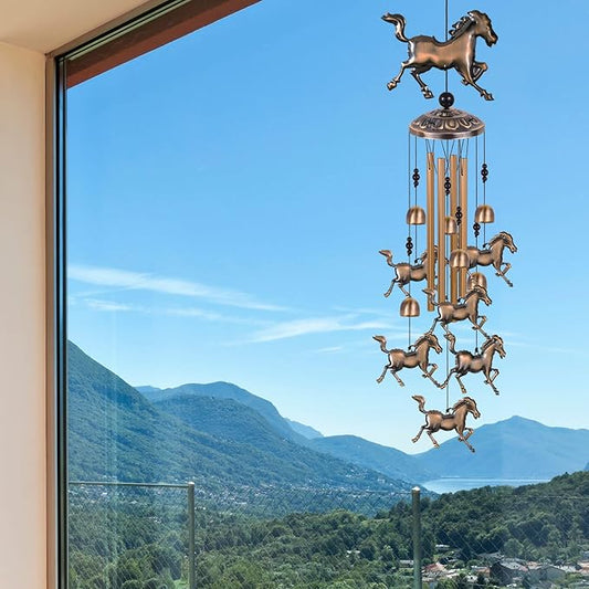 Solawindchime Horse Wind Chimes Outdoor, Horse Bronze Wind Chime, Horse Gift Wind Chimes, Horses Wind Bells, Gifts for Women, for Home, Garden, Indoor, Outdoor Decoration, Garden Horses Wind Chime