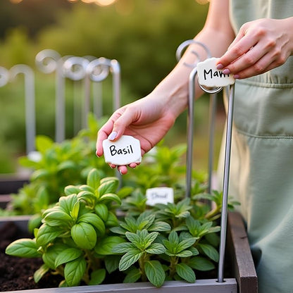 20 Pcs Silver 20cm Plant Label Hooks Garden Markers Stake Holder Plant Label Hanger Plant Sign Stake Rustproof Deformed Garden Plant Sign Hooks Hanging Rods for Flower Planter