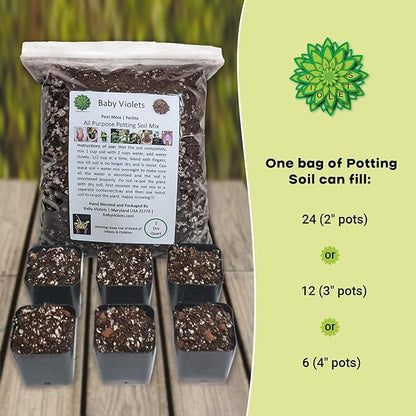 All Purpose Indoor Houseplant Potting Soil Mix Peat Moss & Perlite (½ Gallon / 2 quarts) African Violets, Ivy, Crotons, Peace Lily, Spider Plants etc...from Baby Violets