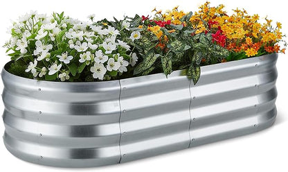Amazon Basics Raised Garden Bed, Galvanized Steel, 48 x 24 x 12 inches, 1 Pack, Silver